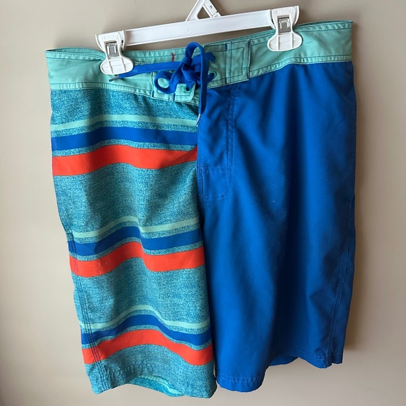 Red Camel Men's Blue Orange Bathing Suit Drawstring Shorts Size 30 - Picture 3 of 10